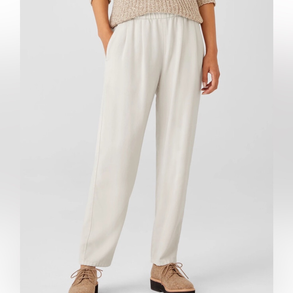 NWT Eileen Fisher Soft Twill Pleated Tapered Pant